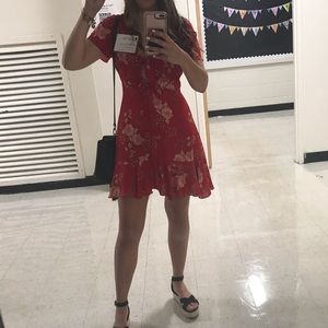Red Floral Print Dress
